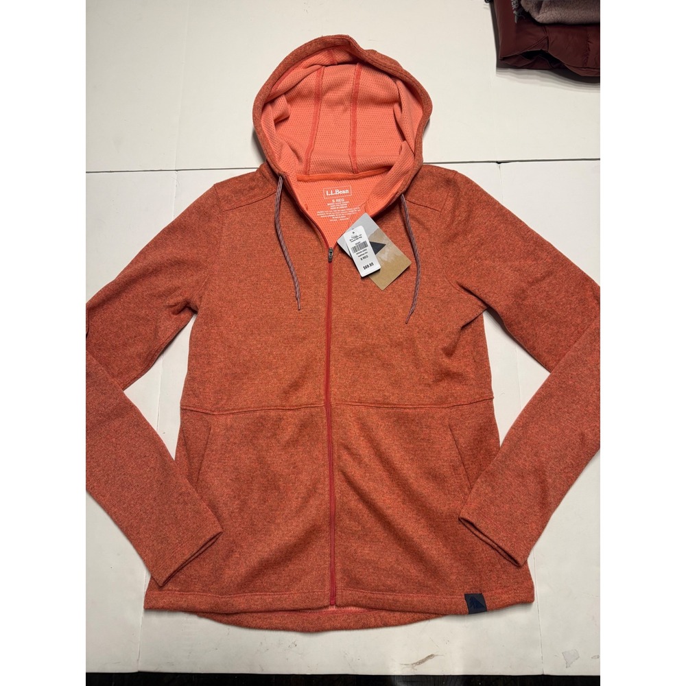 L.L.Bean Womens Trailstretch Full Zip Hoodie Sea Rose Heather Orange S 500281